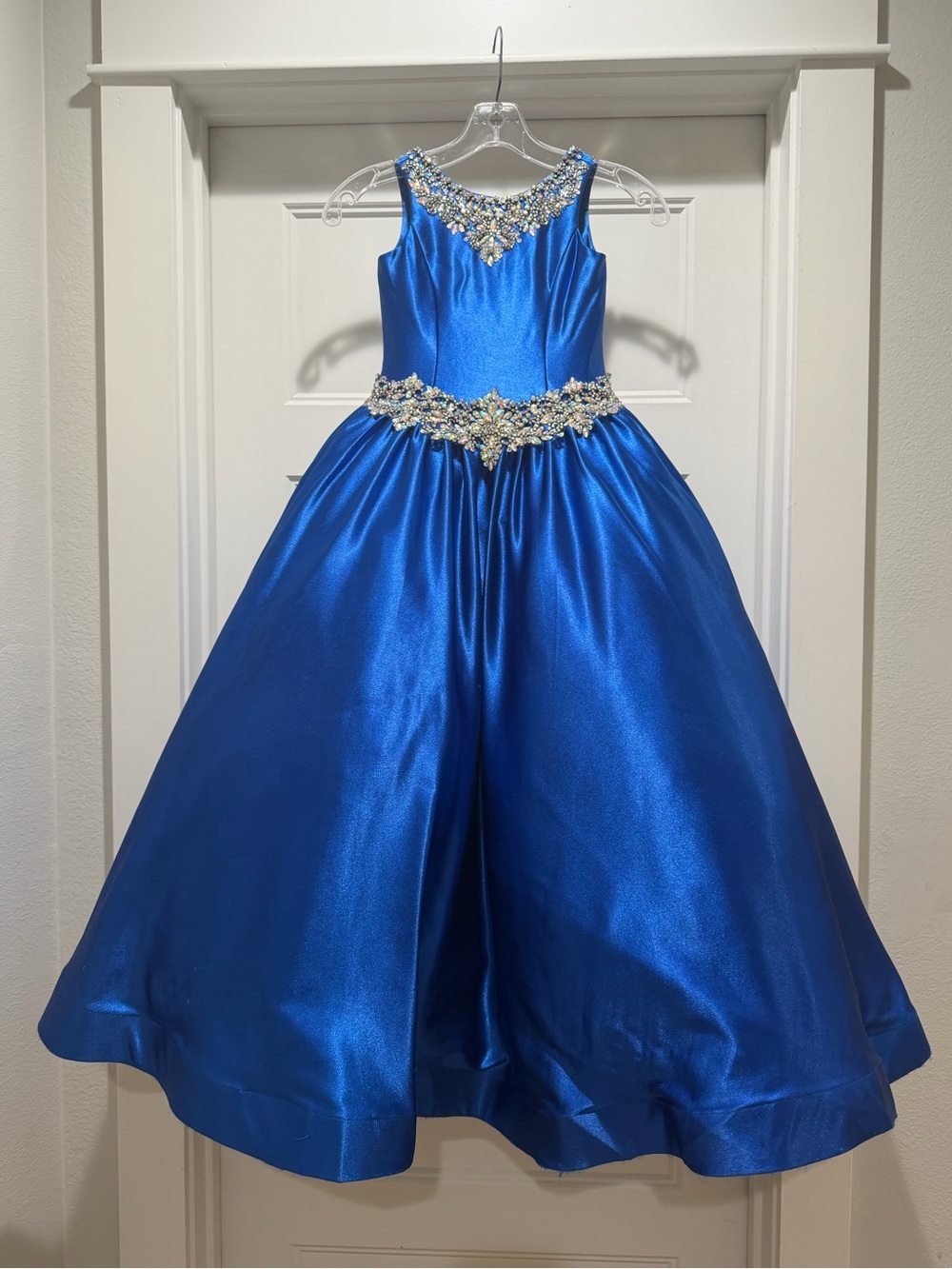 Little Rosie Pageant Royal Blue Rhinestone Ball Gown Dress Size 6